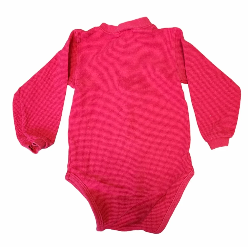 Vintage OshKosh B'Gosh 1990s red long sleeved Baby B'Gosh bodysuit onesie